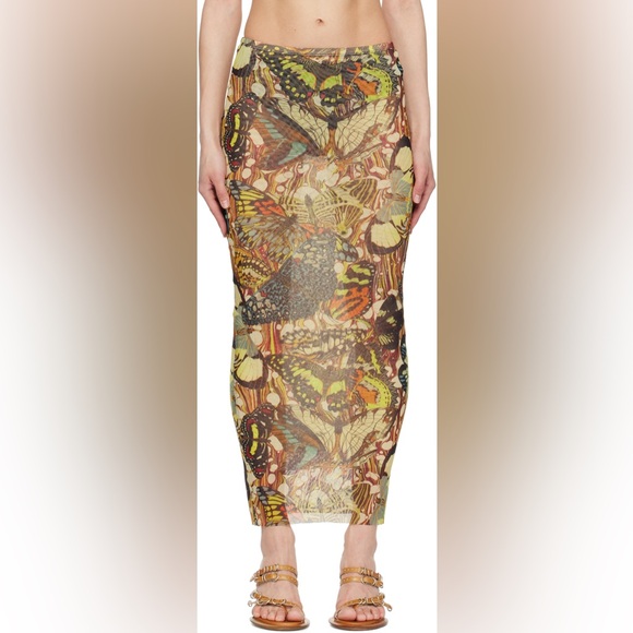 JEAN PAUL GAULTIER BUTTERFLY MESH MAXI SKIRT - Picture 4 of 4